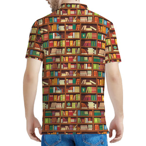 Reading Library Pattern Print Men's Polo Shirt