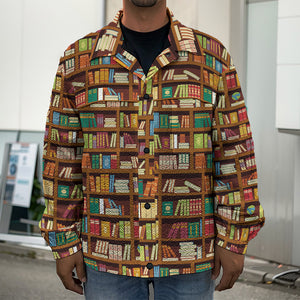 Reading Library Pattern Print Men's Shirt Jacket