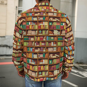 Reading Library Pattern Print Men's Shirt Jacket