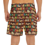 Reading Library Pattern Print Men's Split Running Shorts