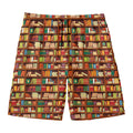 Reading Library Pattern Print Men's Swim Trunks