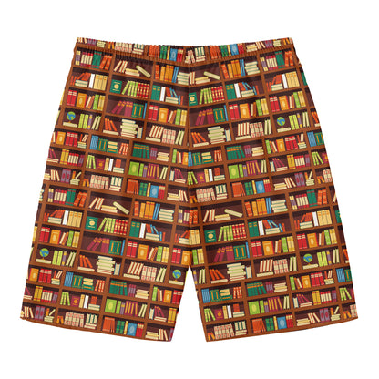 Reading Library Pattern Print Men's Swim Trunks
