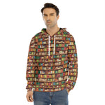 Reading Library Pattern Print Men's Velvet Pullover Hoodie