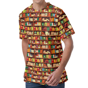 Reading Library Pattern Print Men's Velvet T-Shirt