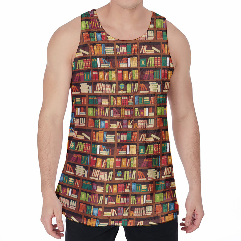 Reading Library Pattern Print Men's Velvet Tank Top