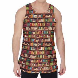 Reading Library Pattern Print Men's Velvet Tank Top