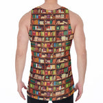 Reading Library Pattern Print Men's Velvet Tank Top