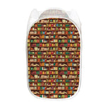 Reading Library Pattern Print Mesh Laundry Hamper