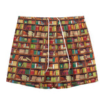 Reading Library Pattern Print Mesh Shorts
