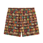Reading Library Pattern Print Mesh Shorts