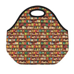 Reading Library Pattern Print Neoprene Lunch Bag