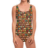 Reading Library Pattern Print One Piece Swimsuit