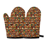 Reading Library Pattern Print Oven Mitts