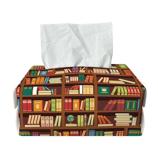 Reading Library Pattern Print Rectangle Tissue Box Cover