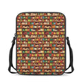 Reading Library Pattern Print Rectangular Crossbody Bag