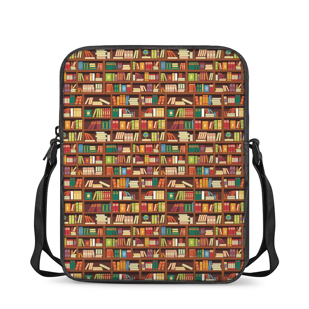 Reading Library Pattern Print Rectangular Crossbody Bag