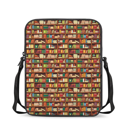 Reading Library Pattern Print Rectangular Crossbody Bag
