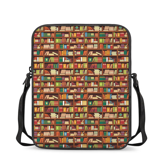 Reading Library Pattern Print Rectangular Crossbody Bag