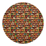 Reading Library Pattern Print Round Blanket
