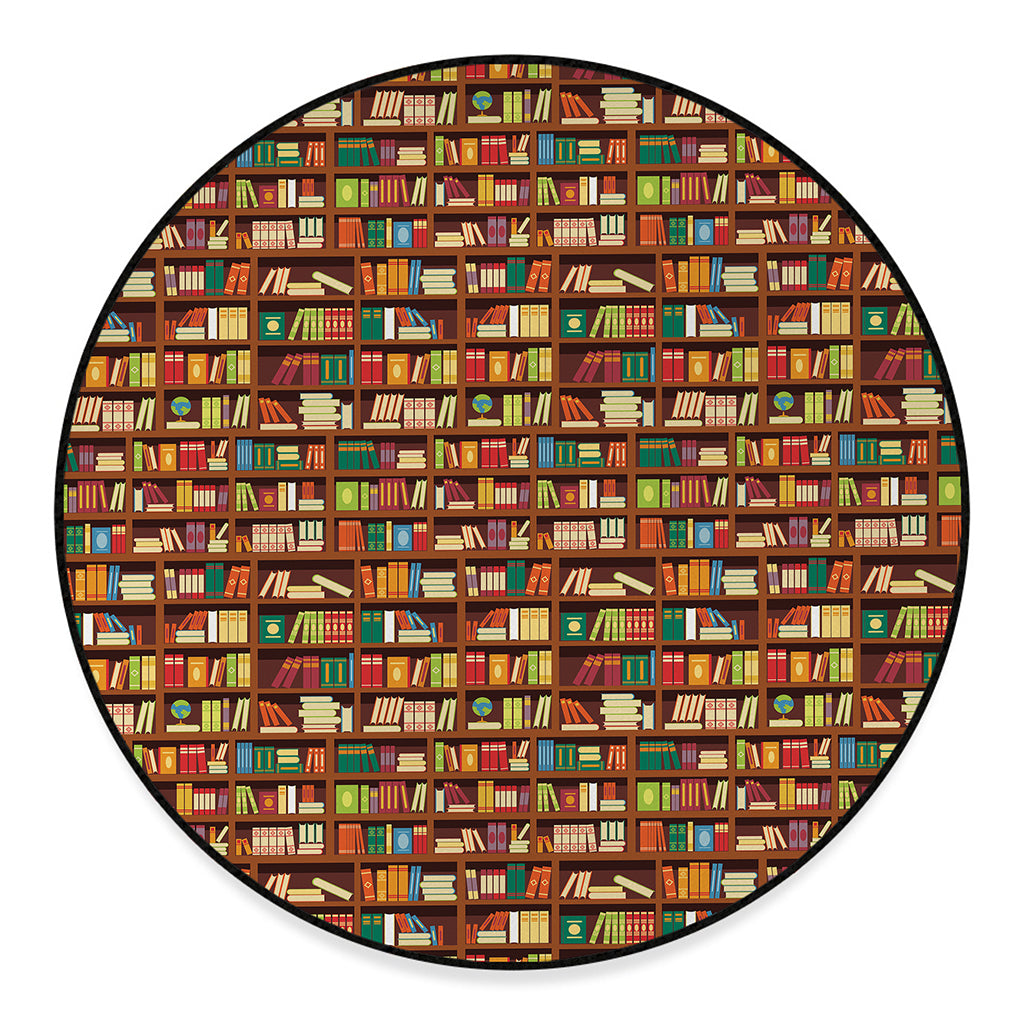 Reading Library Pattern Print Round Floor Mat