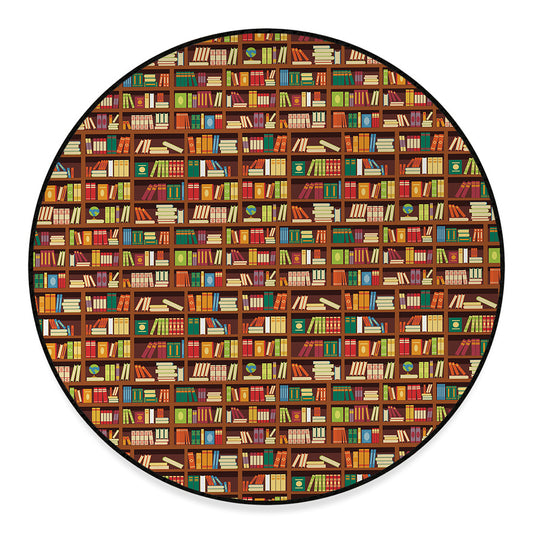 Reading Library Pattern Print Round Floor Mat