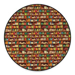 Reading Library Pattern Print Round Floor Mat