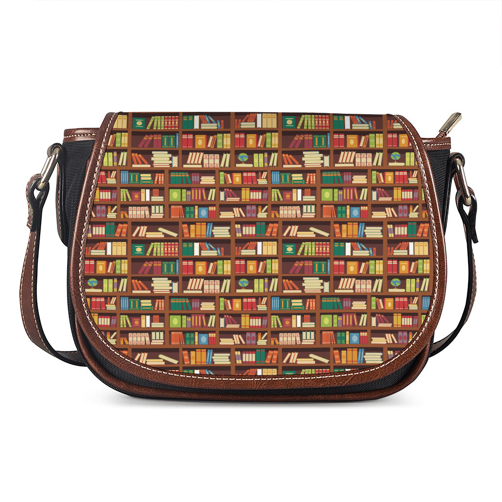 Reading Library Pattern Print Saddle Bag