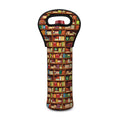 Reading Library Pattern Print Single Neoprene Wine Tote