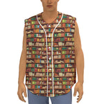 Reading Library Pattern Print Sleeveless Baseball Jersey