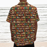 Reading Library Pattern Print Textured Short Sleeve Shirt
