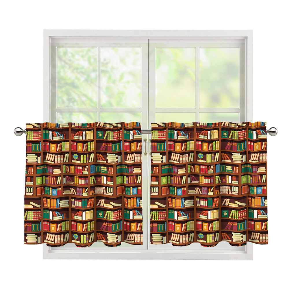 Reading Library Pattern Print Tier Curtains