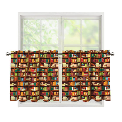 Reading Library Pattern Print Tier Curtains