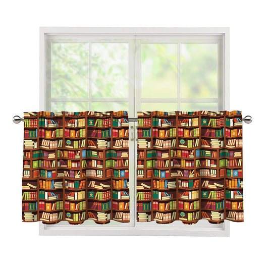 Reading Library Pattern Print Tier Curtains
