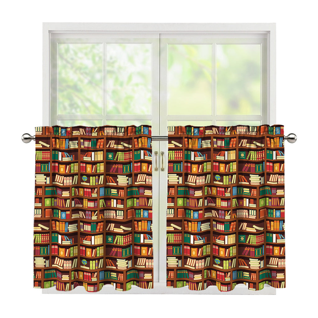 Reading Library Pattern Print Tier Curtains