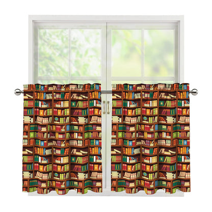 Reading Library Pattern Print Tier Curtains