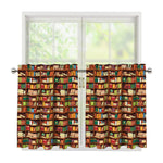 Reading Library Pattern Print Tier Curtains
