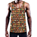 Reading Library Pattern Print Men's Workout Tank Top