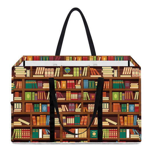 Reading Library Pattern Print Utility Tote Bag