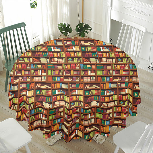 Reading Library Pattern Print Waterproof Round Tablecloth
