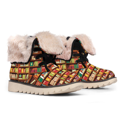 Reading Library Pattern Print Winter Boots