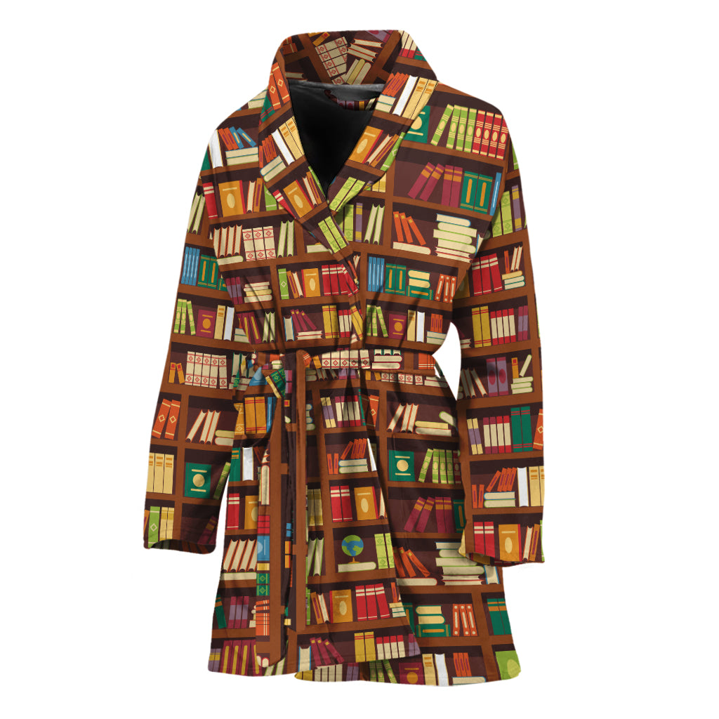 Reading Library Pattern Print Women's Bathrobe