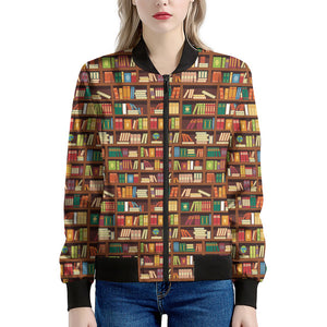 Reading Library Pattern Print Women's Bomber Jacket