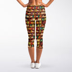 Reading Library Pattern Print Women's Capri Leggings