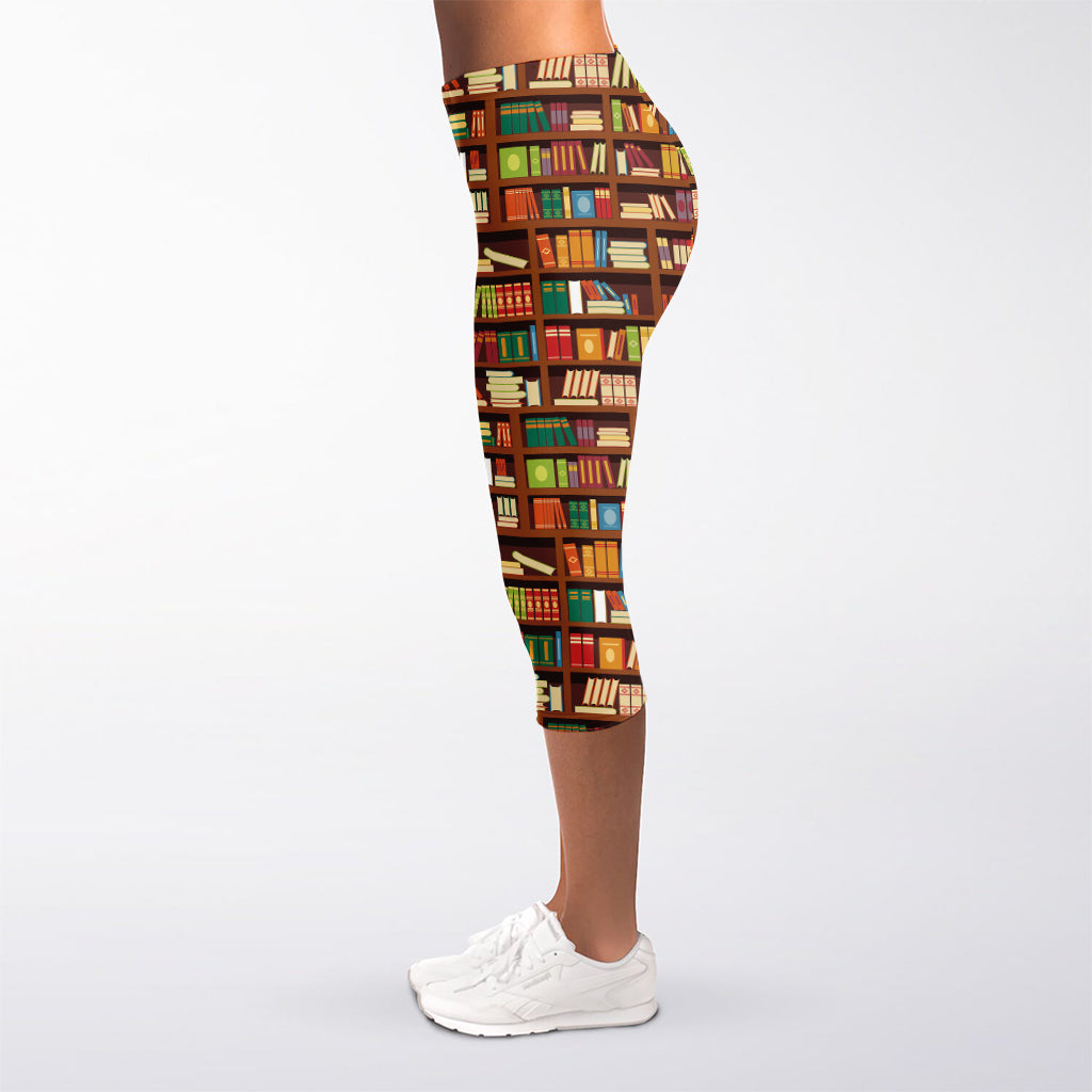 Reading Library Pattern Print Women's Capri Leggings