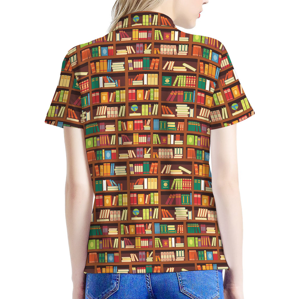 Reading Library Pattern Print Women's Polo Shirt