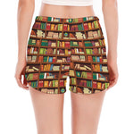 Reading Library Pattern Print Women's Split Running Shorts
