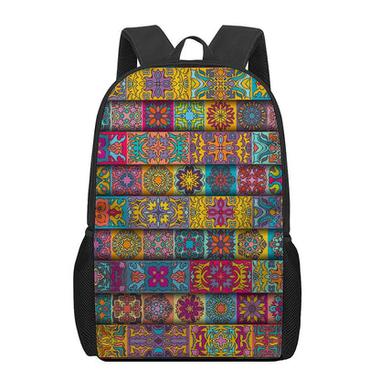 Rectangle Mandala Bohemian Pattern Print 17 Inch Backpack