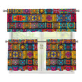 Rectangle Mandala Bohemian Pattern Print 3 Piece Kitchen Curtains