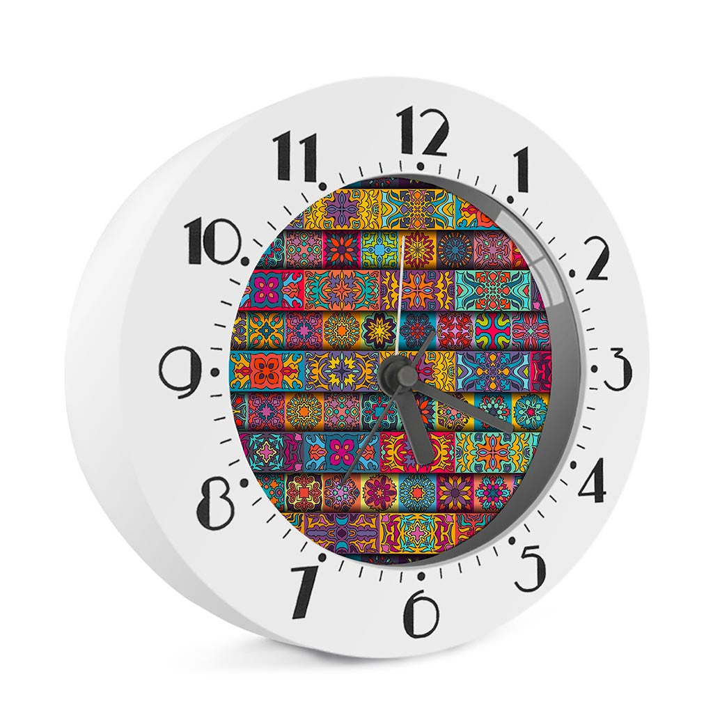 Rectangle Mandala Bohemian Pattern Print Alarm Clock
