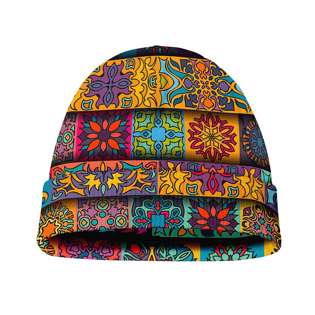 Rectangle Mandala Bohemian Pattern Print Beanie
